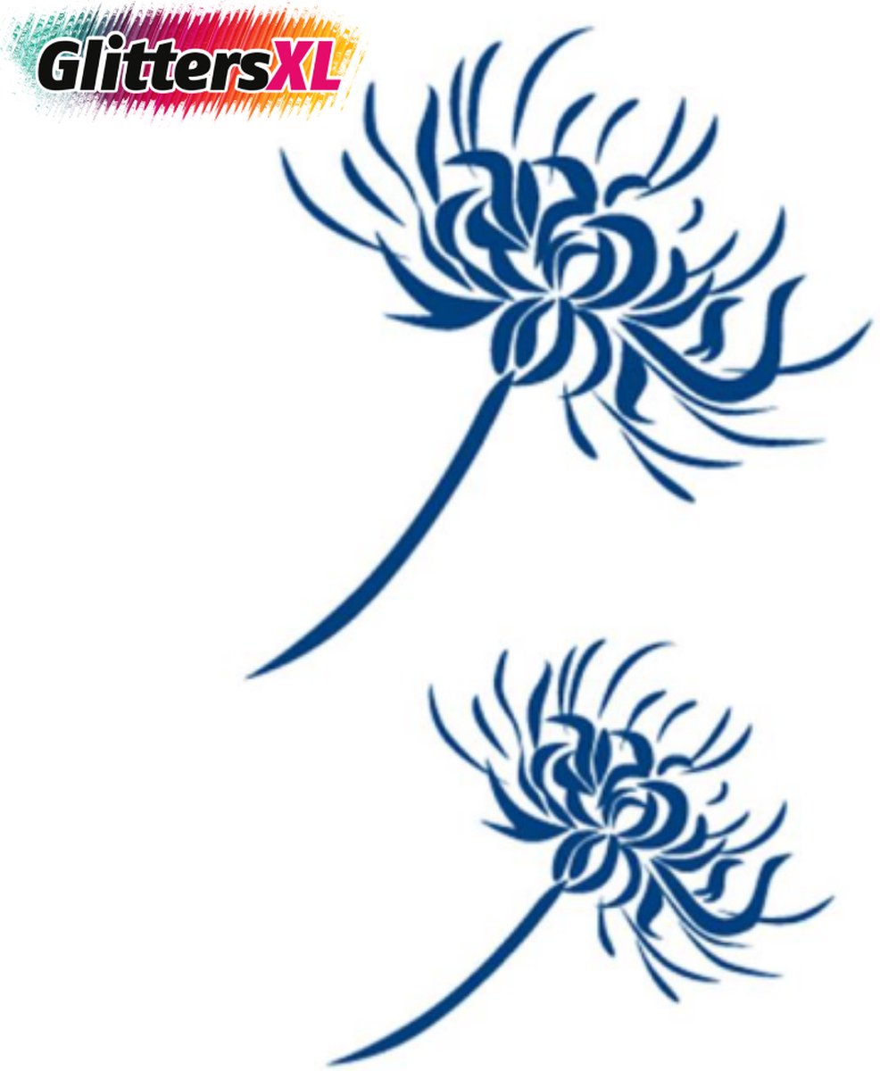 GlittersXL - Temporary Tattoo Bloem (8x11 cm) [Semi-Permanente Neptattoo - Tijdelijke tatoeage - Nep Fake Tattoos - Water overdraagbare festival sticker henna outfit tattoo - Glitter tattoo - Volwassenen Kinderen Jongen Meisje]